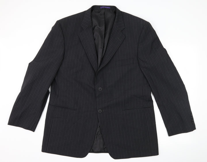 Taylor & Wright Mens Black Striped  Jacket Suit Jacket Size 44