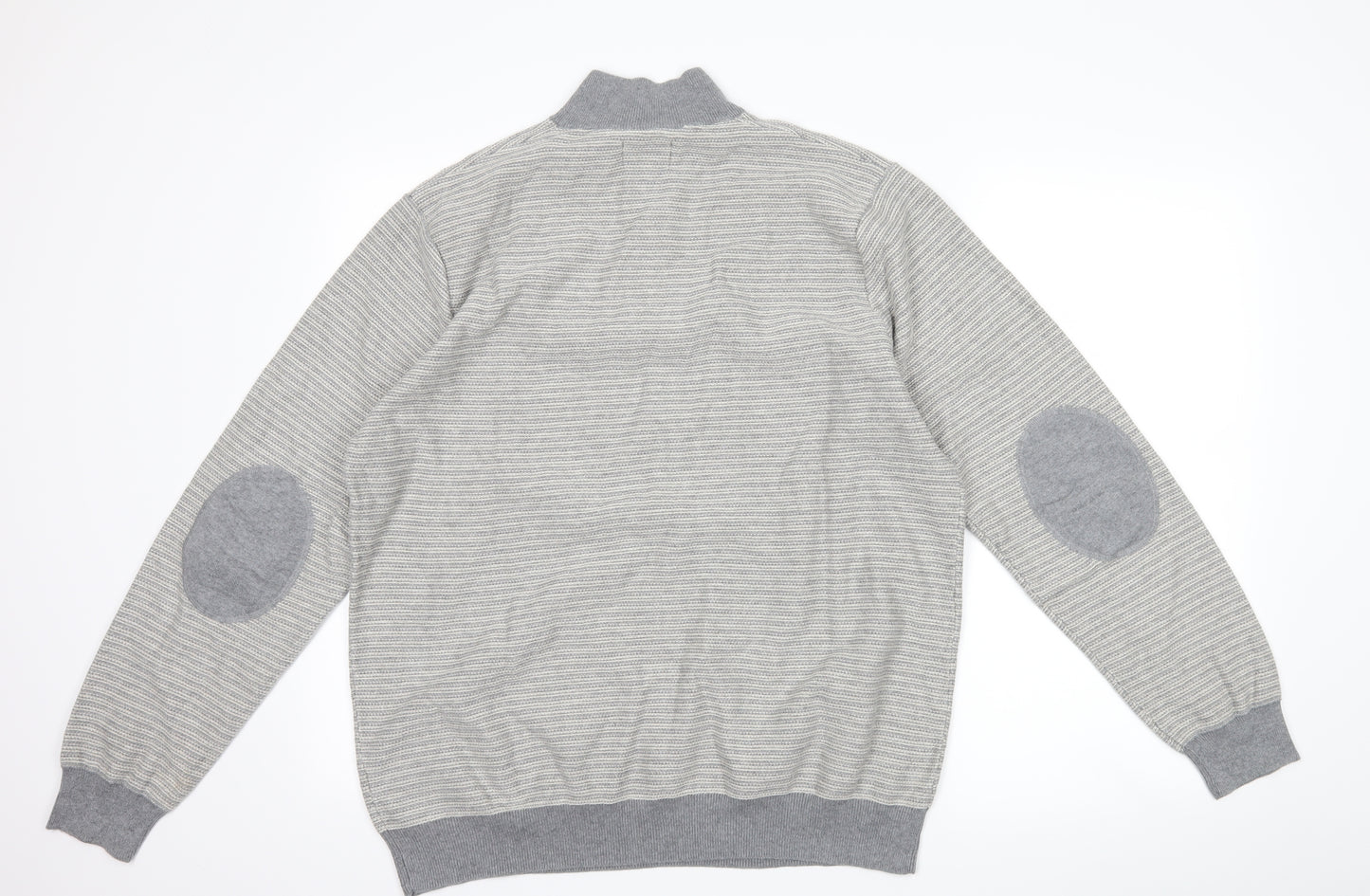 Marks and Spencer Mens Grey Striped  Henley Jumper Size XL