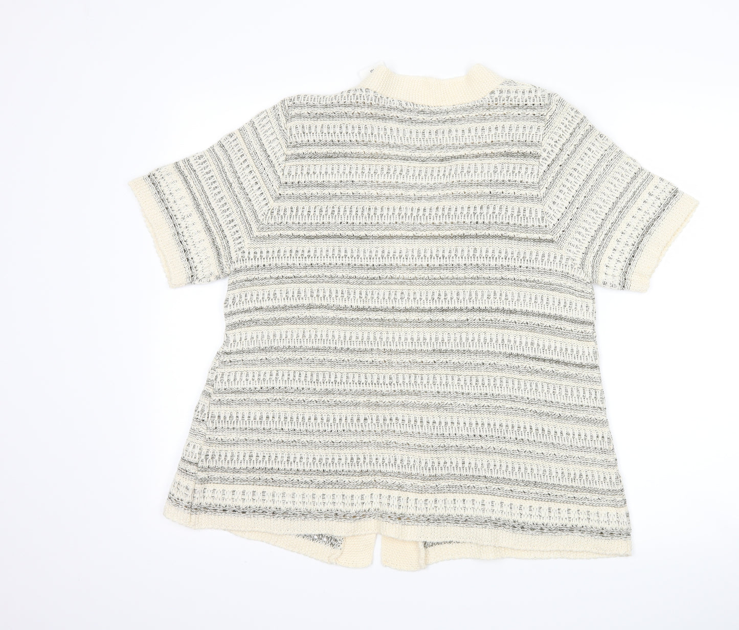 BM collection Womens Ivory Striped  Cardigan Jumper Size M