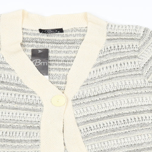 BM collection Womens Ivory Striped  Cardigan Jumper Size M