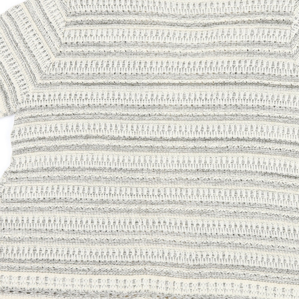 BM collection Womens Ivory Striped  Cardigan Jumper Size M