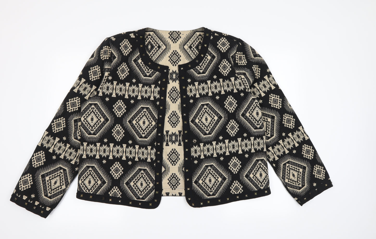Peacocks Womens Black Geometric  Jacket  Size 18