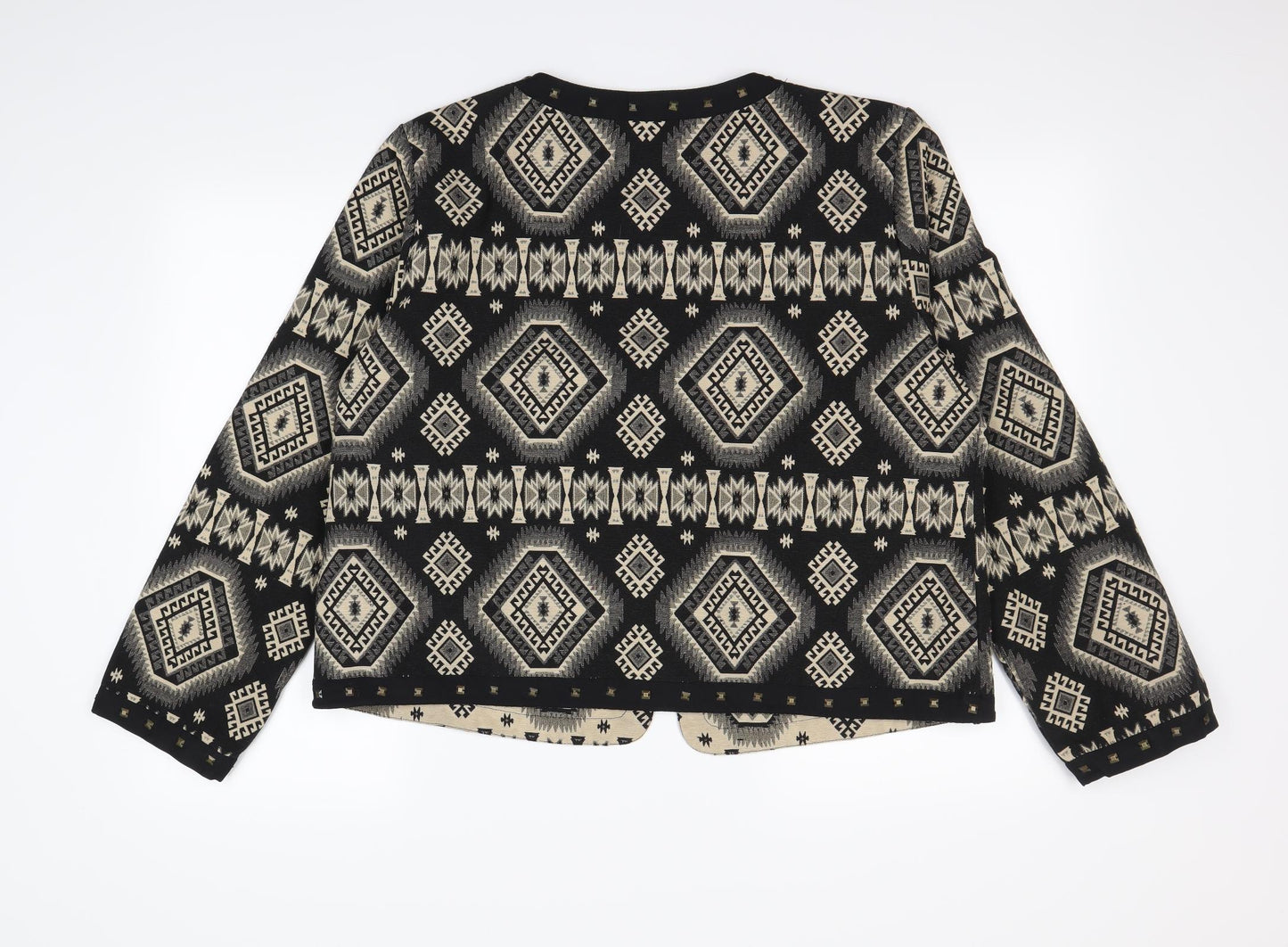 Peacocks Womens Black Geometric  Jacket  Size 18