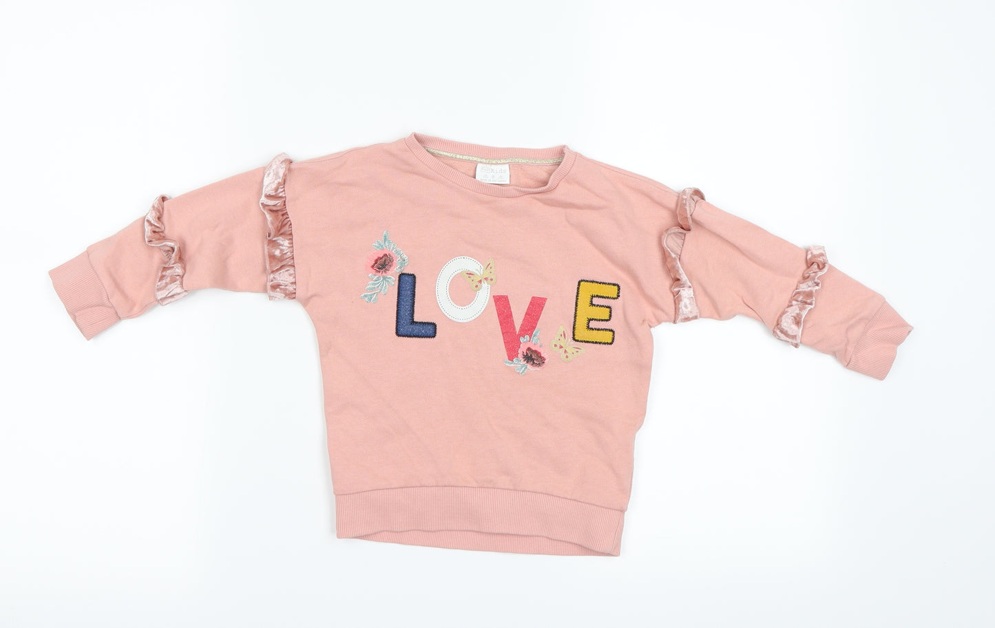 F&F Girls Pink Houndstooth  Pullover Jumper Size 3 Years