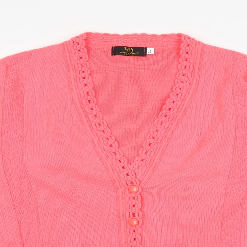 Perry Gold Womens Pink   Cardigan Jumper Size L