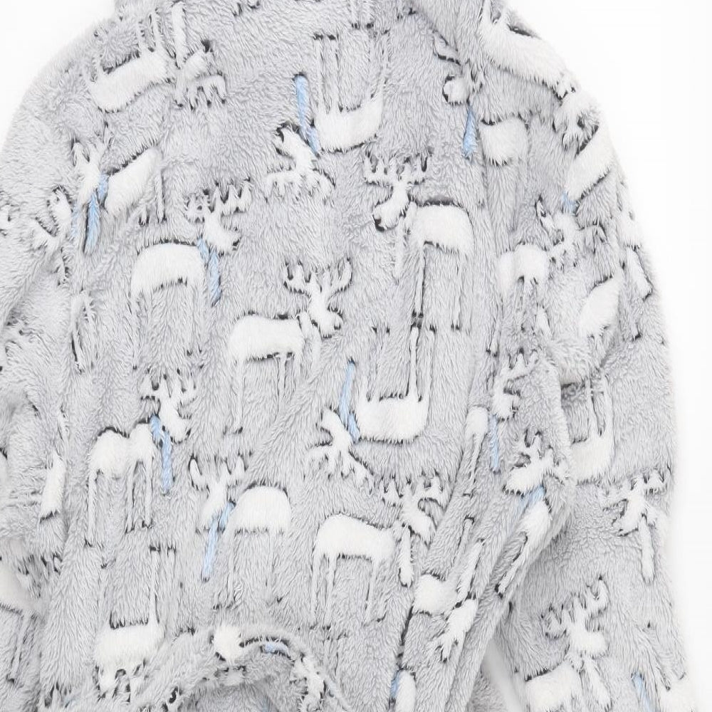 Preworn Womens Grey  Fleece  Robe Size S  - Reindeer