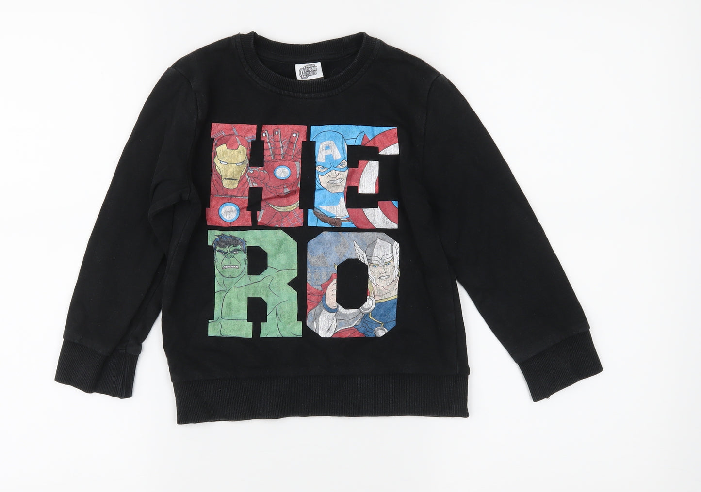 Marvel Boys Black  Jersey Pullover Sweatshirt Size 4-5 Years