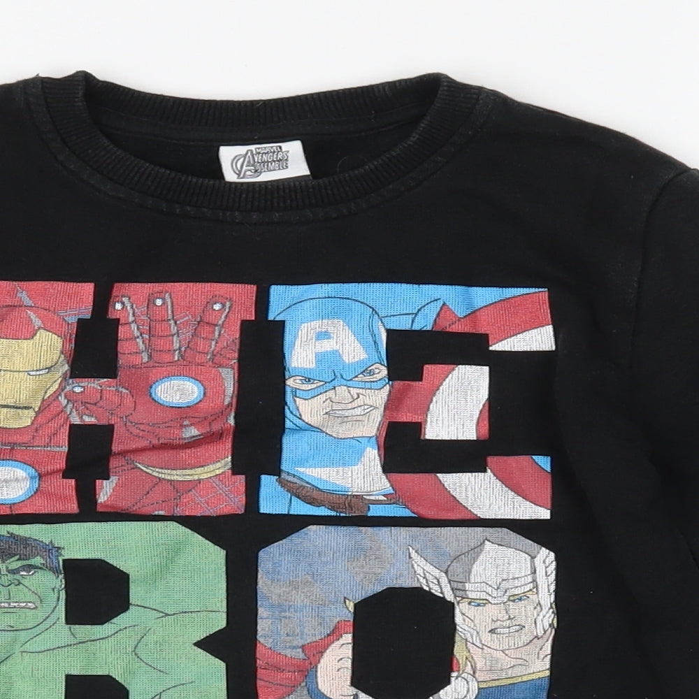Marvel Boys Black  Jersey Pullover Sweatshirt Size 4-5 Years