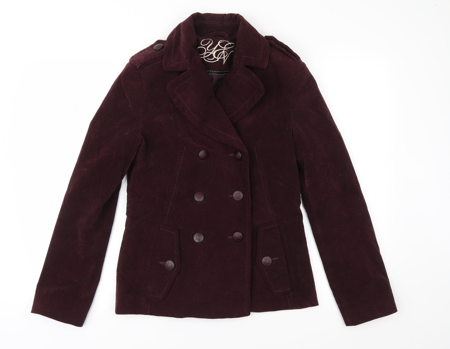 Yen Womens Purple  Velvet Military Jacket Jacket Size M