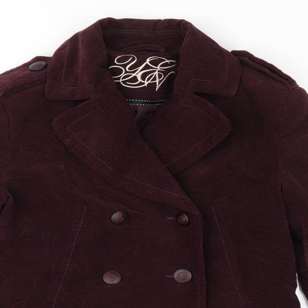 Yen Womens Purple  Velvet Military Jacket Jacket Size M