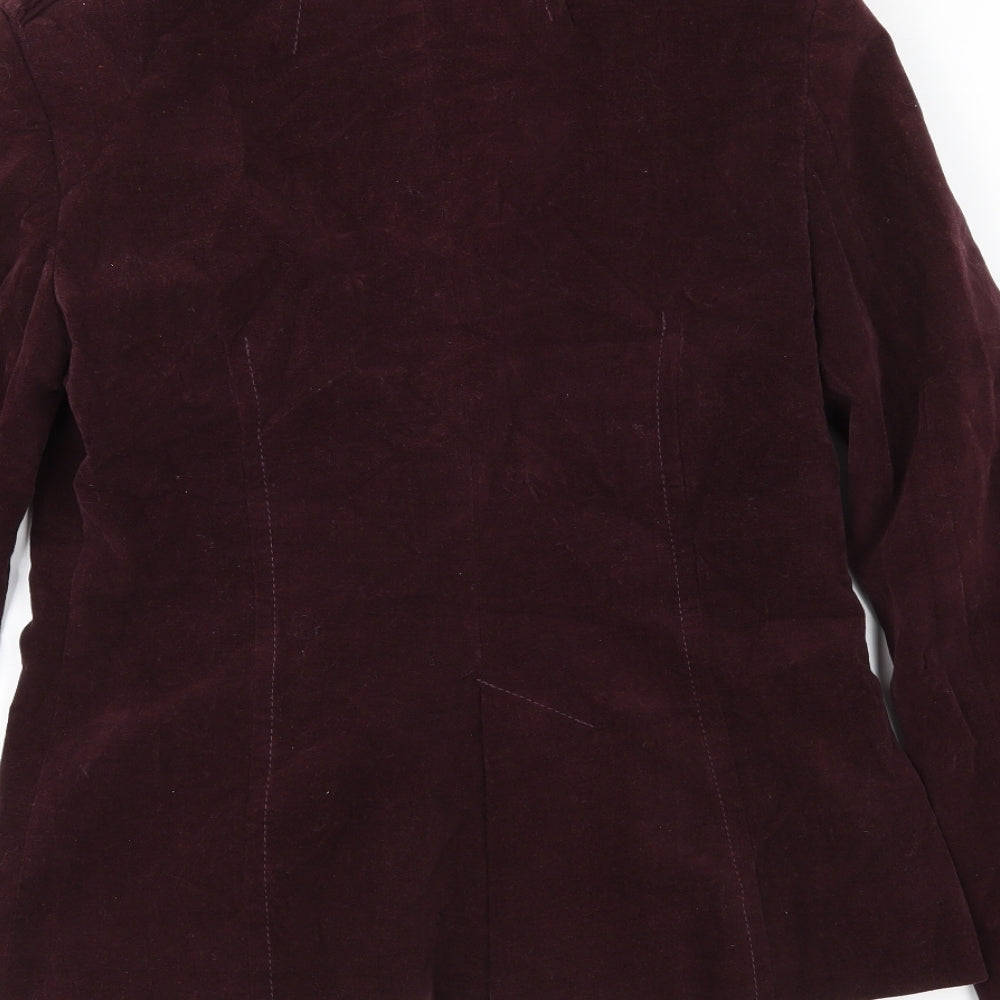 Yen Womens Purple  Velvet Military Jacket Jacket Size M