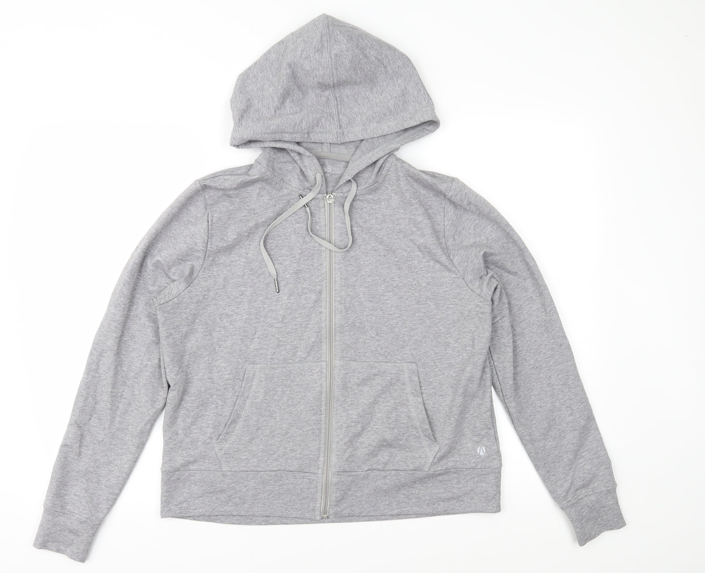 Marks and Spencer Womens Grey  Jersey Full Zip Hoodie Size 14