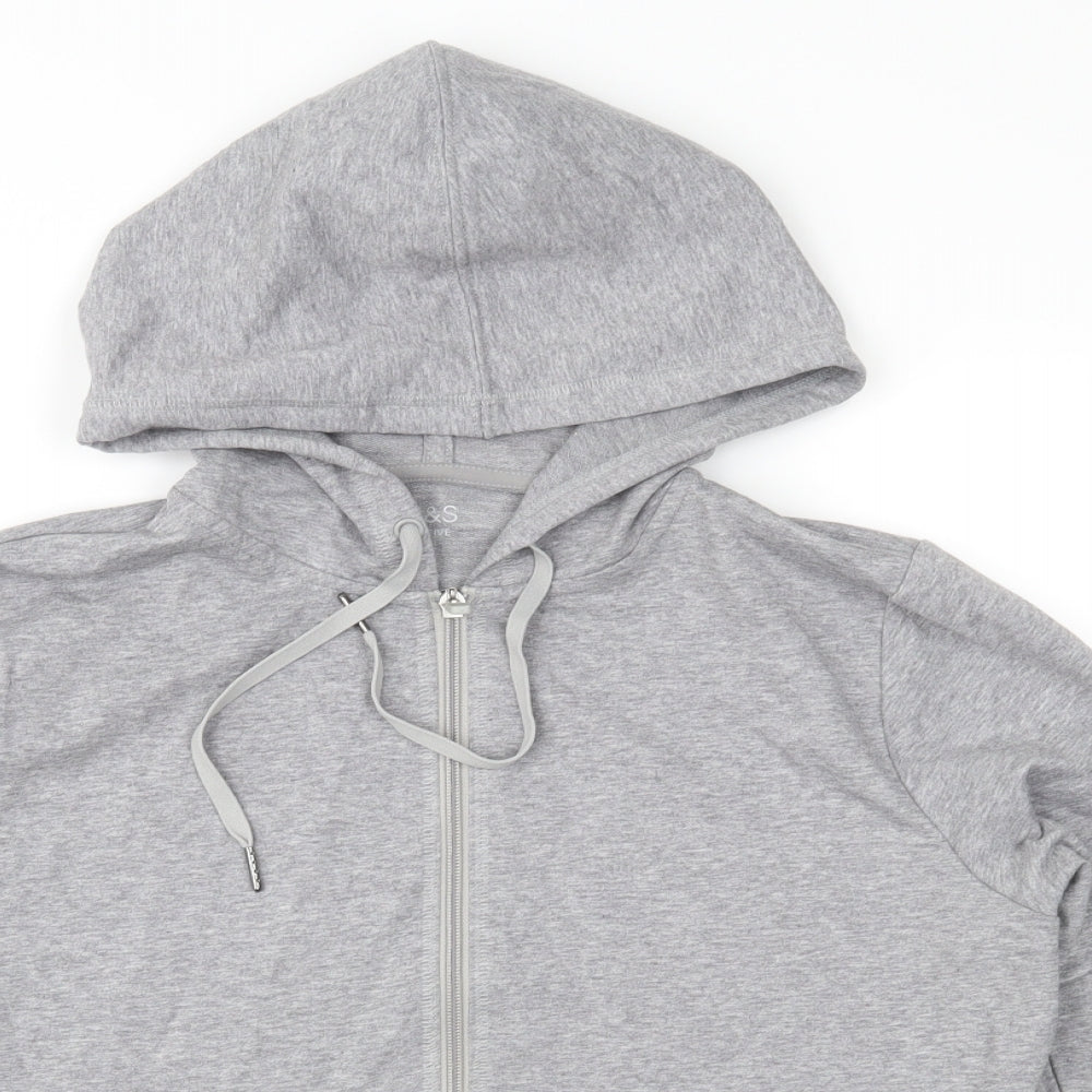 Marks and Spencer Womens Grey  Jersey Full Zip Hoodie Size 14