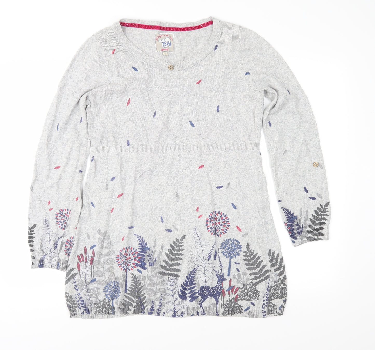 MANTARAY PRODUCTS Womens Grey Floral Knit Pullover Jumper Size 12