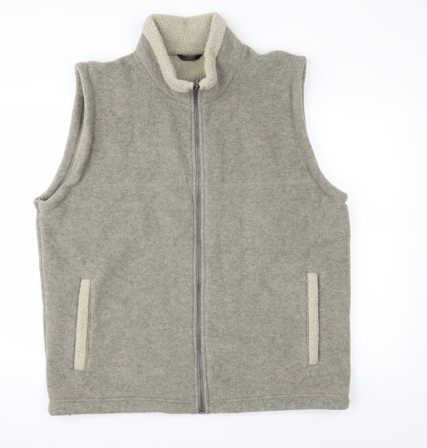 St Michael Mens Beige  Fleece Gilet Waistcoat Size L