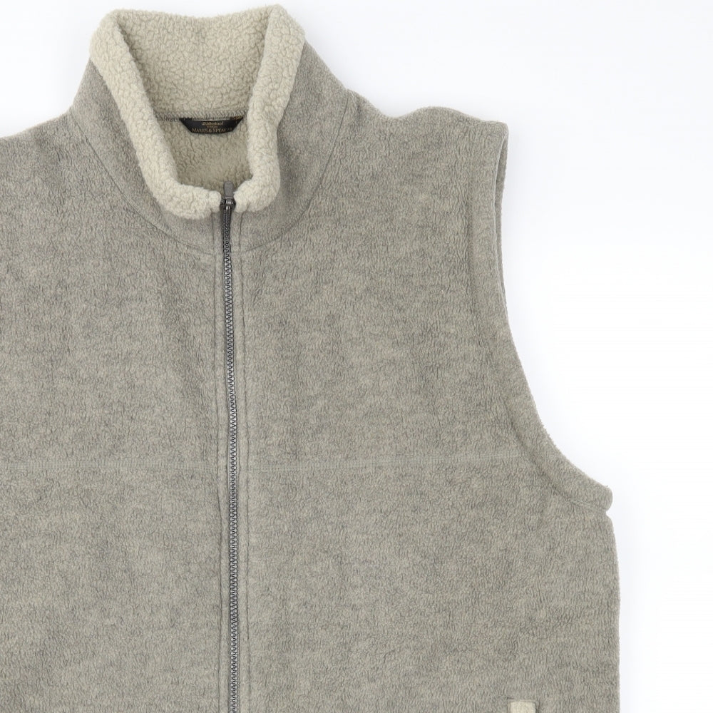 St Michael Mens Beige  Fleece Gilet Waistcoat Size L