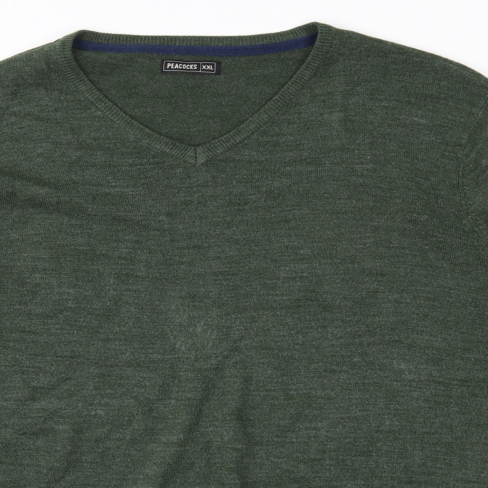 Peacocks Mens Green  Knit Pullover Jumper Size 2XL