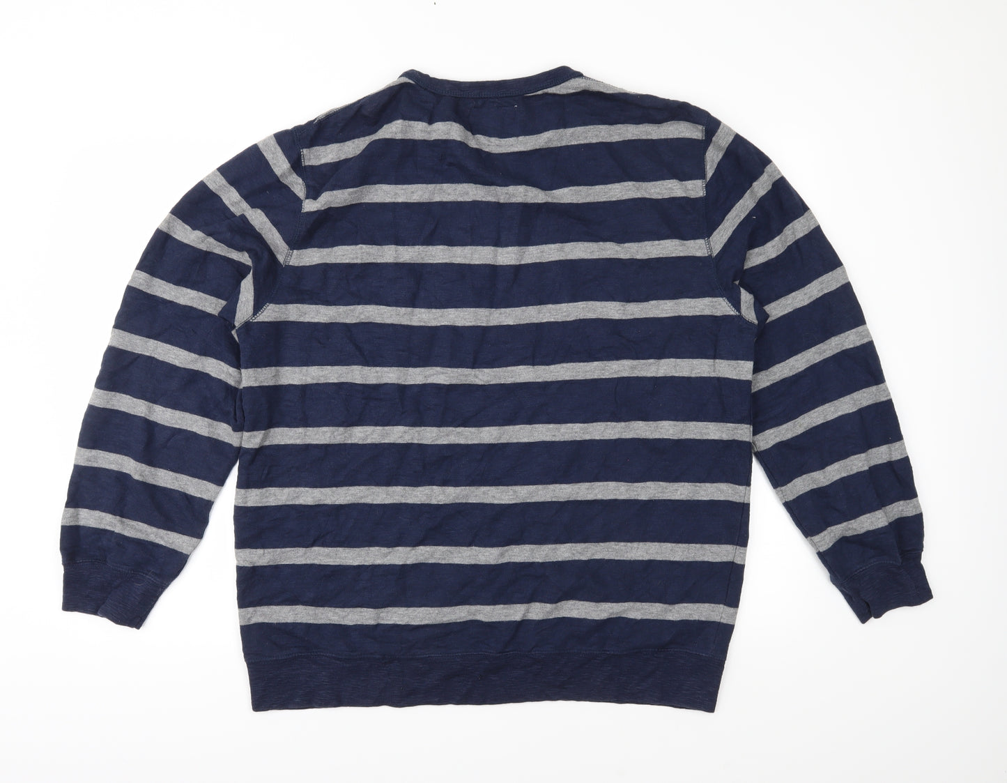 Old Navy Mens Blue Striped Jersey Pullover Sweatshirt Size XL