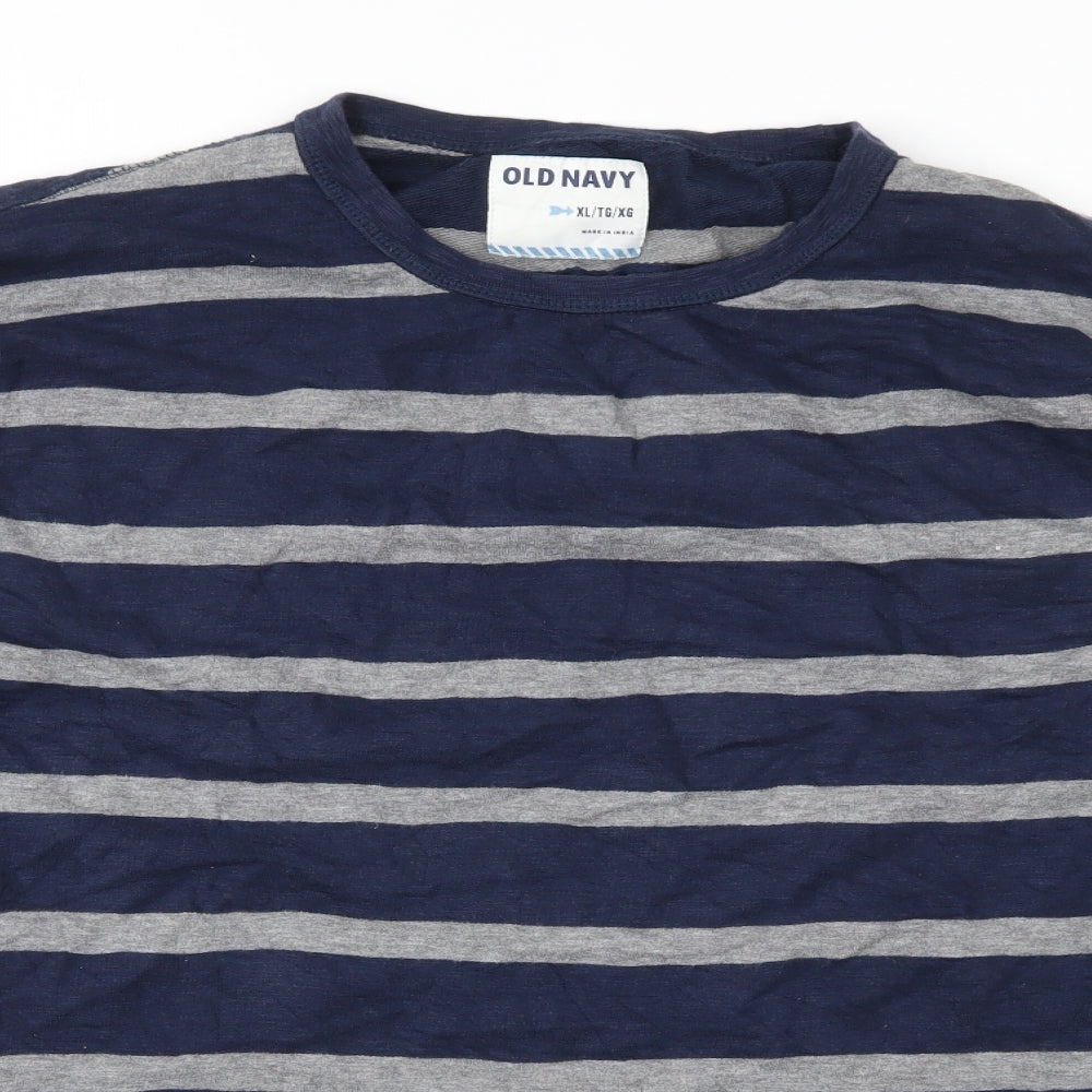 Old Navy Mens Blue Striped Jersey Pullover Sweatshirt Size XL