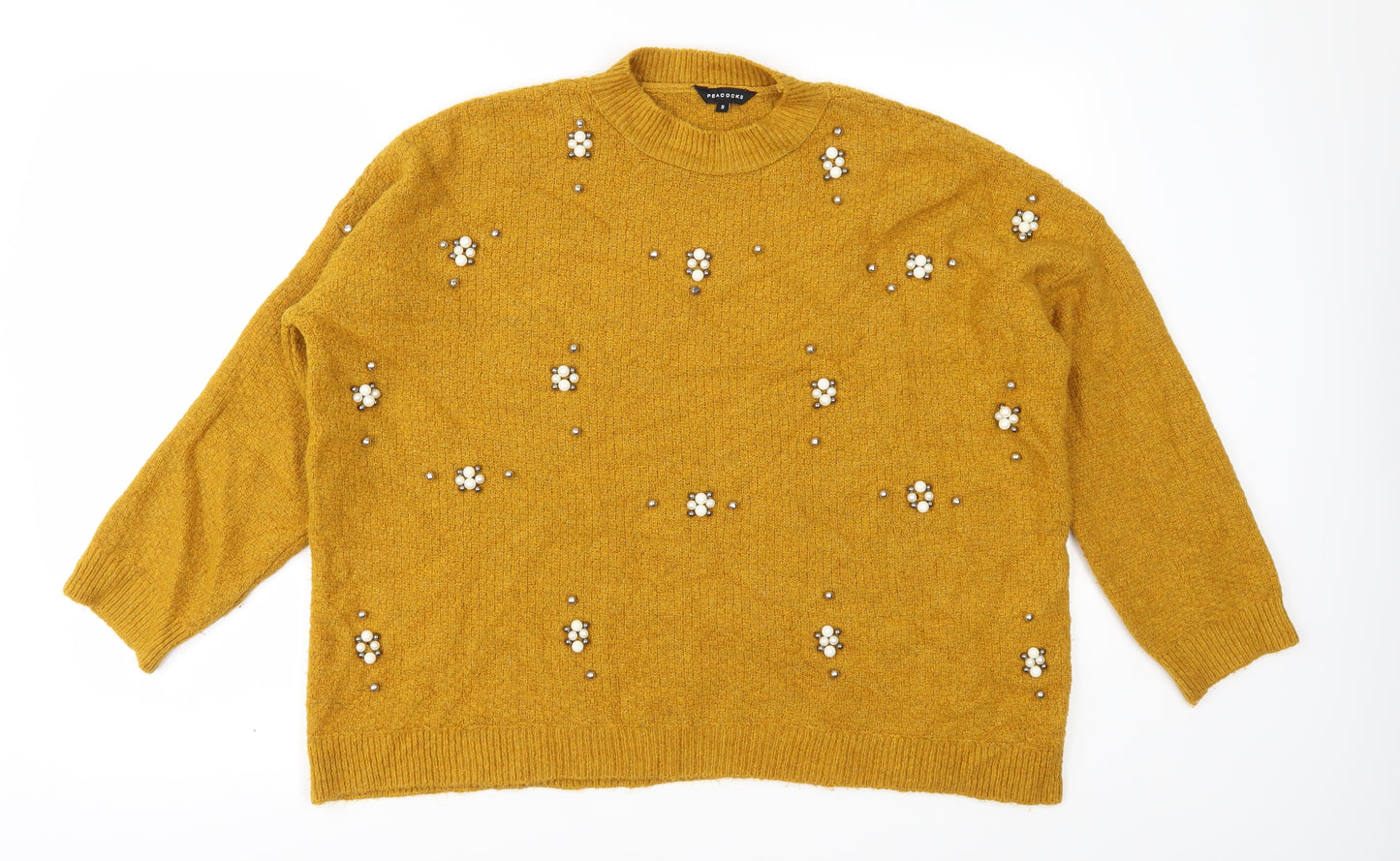 Peacocks Womens Yellow  Knit Pullover Jumper Size S