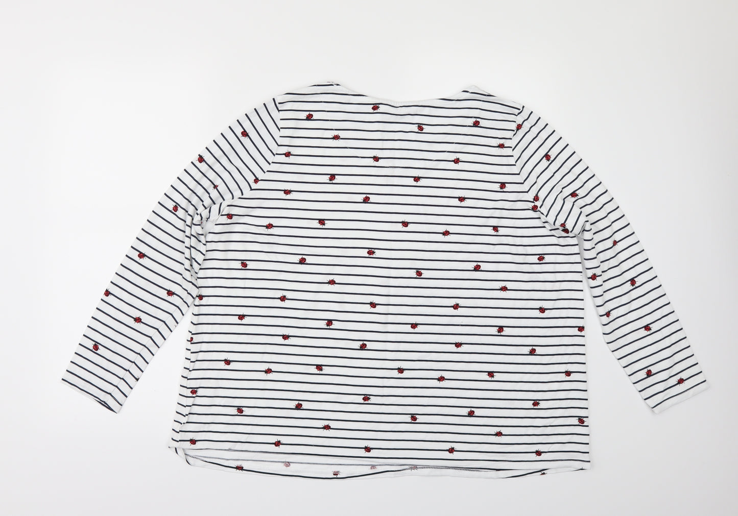 TU Womens White Striped  Basic T-Shirt Size 16