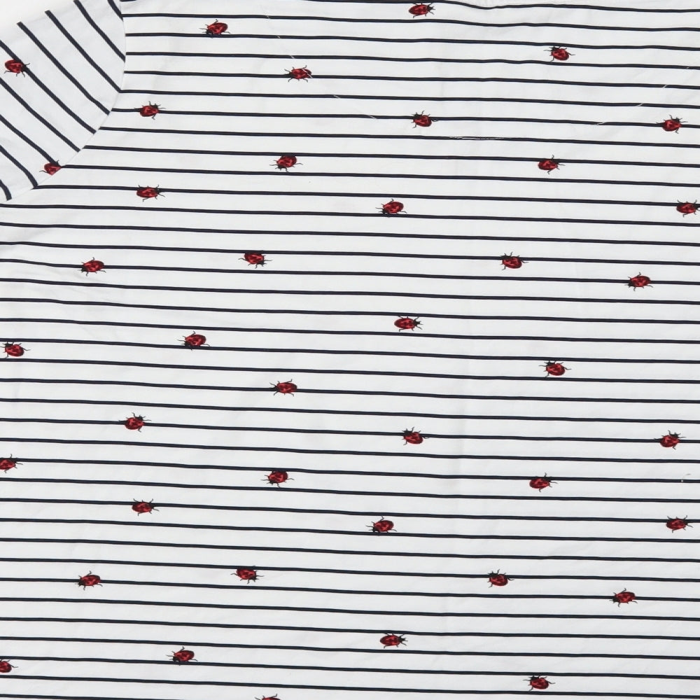 TU Womens White Striped  Basic T-Shirt Size 16
