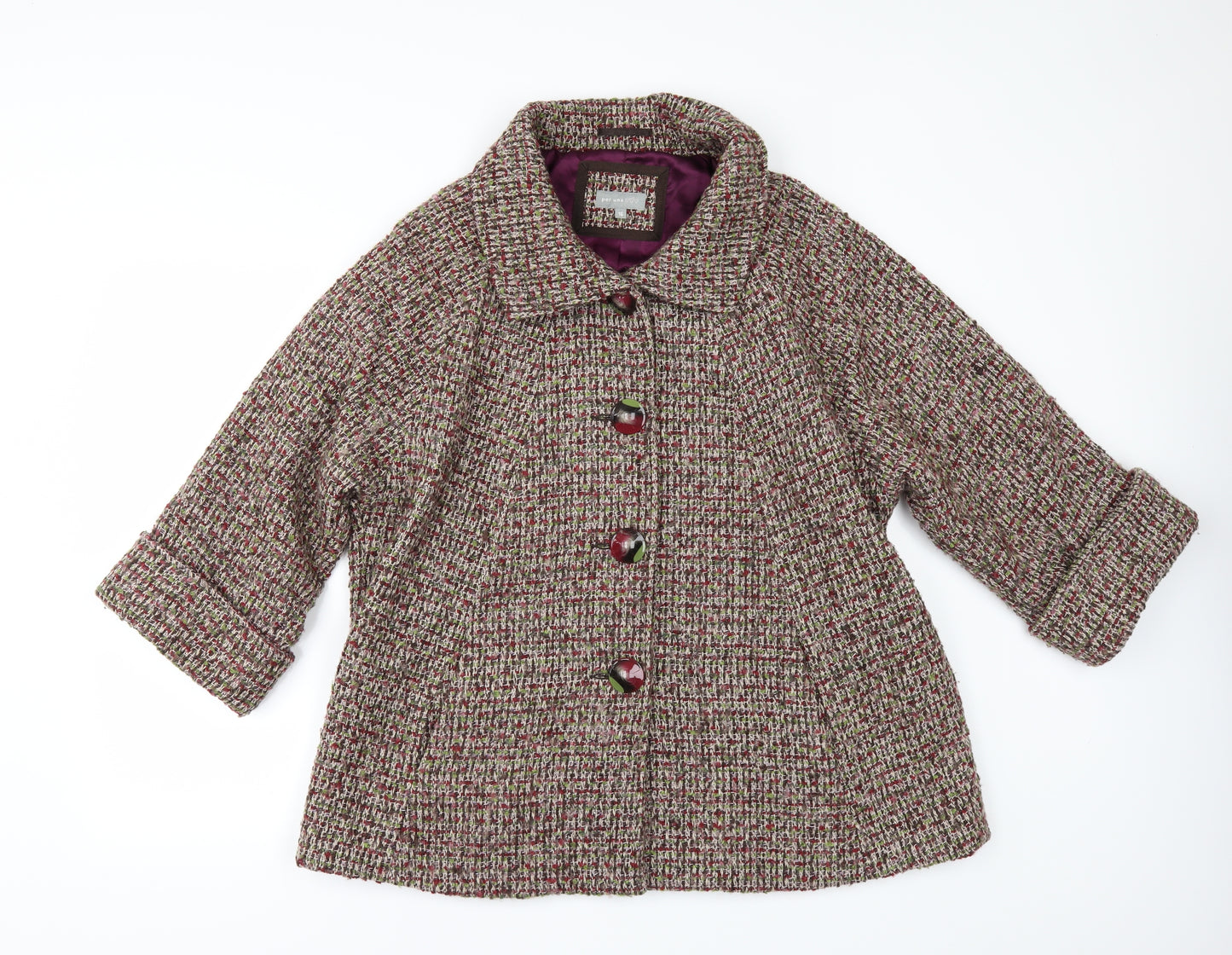 Per Una Womens Multicoloured   Pea Coat Jacket Size 16