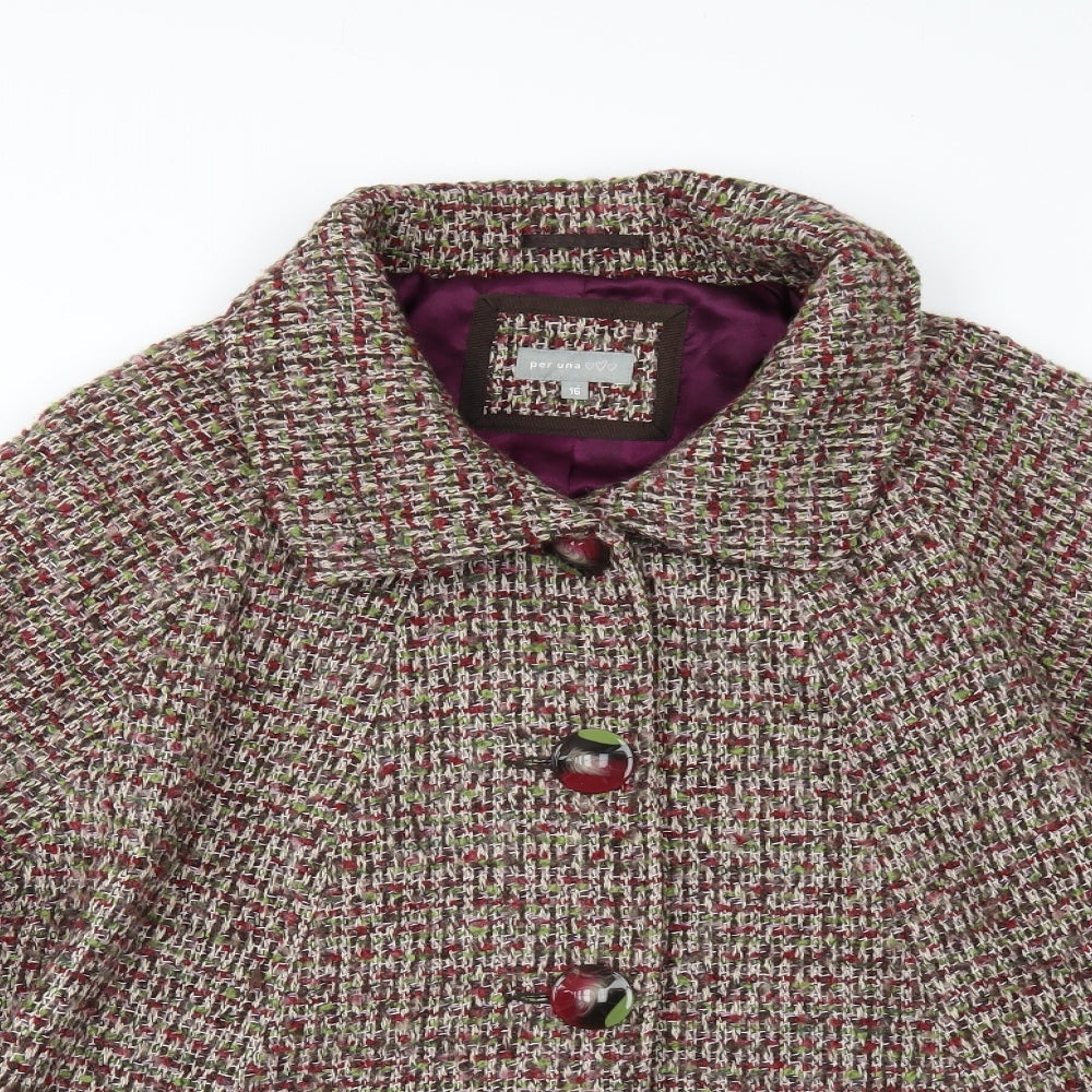 Per Una Womens Multicoloured   Pea Coat Jacket Size 16