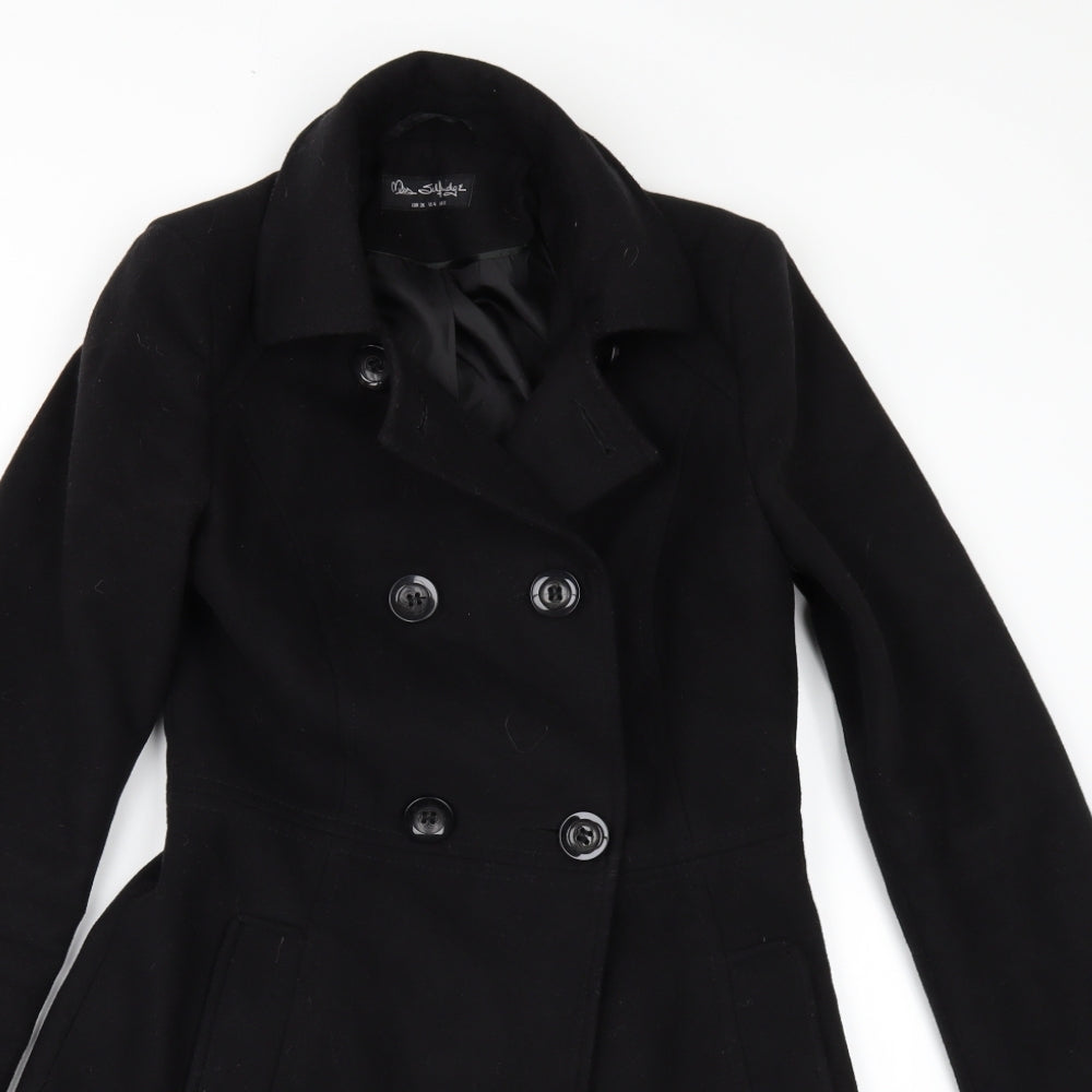 Miss Selfridge Womens Black   Motorcycle Jacket Coat Size 8