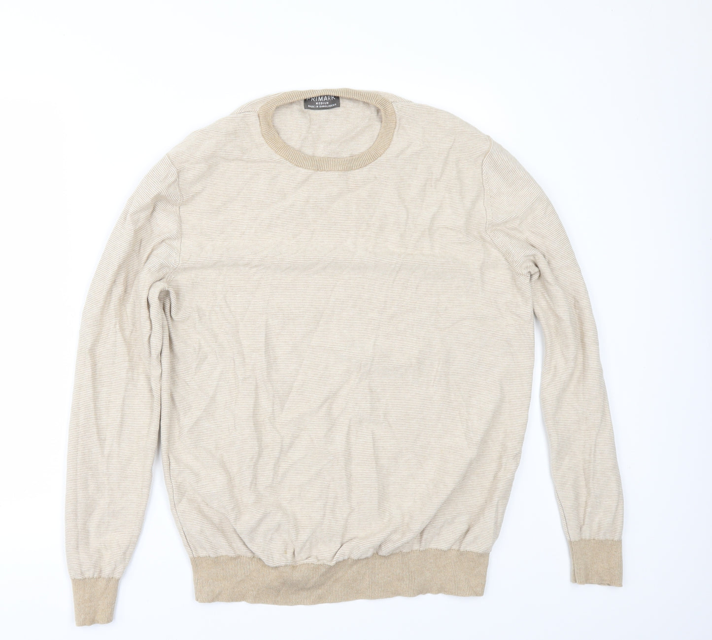 Primark Mens Beige Striped  Pullover Jumper Size M
