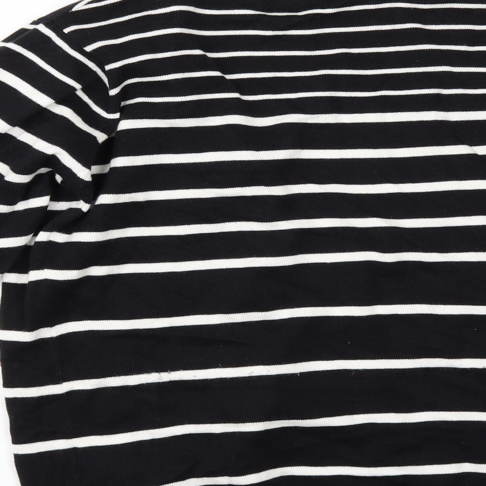 EWM Womens Black Striped  Cardigan Jumper Size M