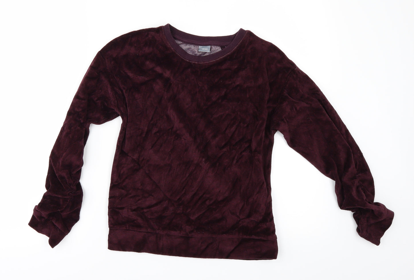 NEXT Girls Red  Velour Pullover Jumper Size 11 Years  - Gathered Sides