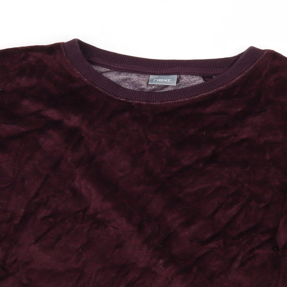 NEXT Girls Red  Velour Pullover Jumper Size 11 Years  - Gathered Sides