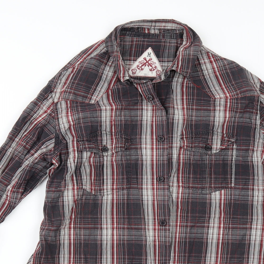 New Look Mens Grey Check   Button-Up Size M