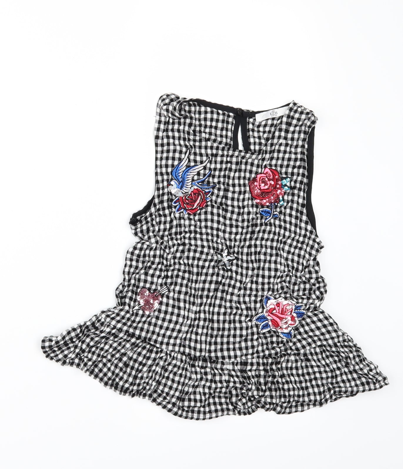 Marks and Spencer Girls Black Check  Tunic Button-Up Size 8-9 Years