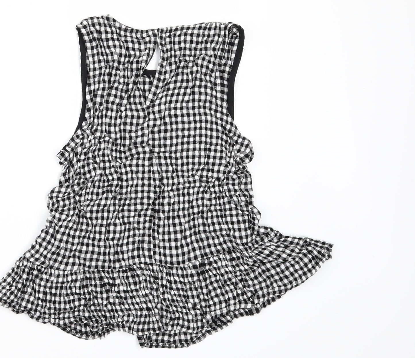 Marks and Spencer Girls Black Check  Tunic Button-Up Size 8-9 Years