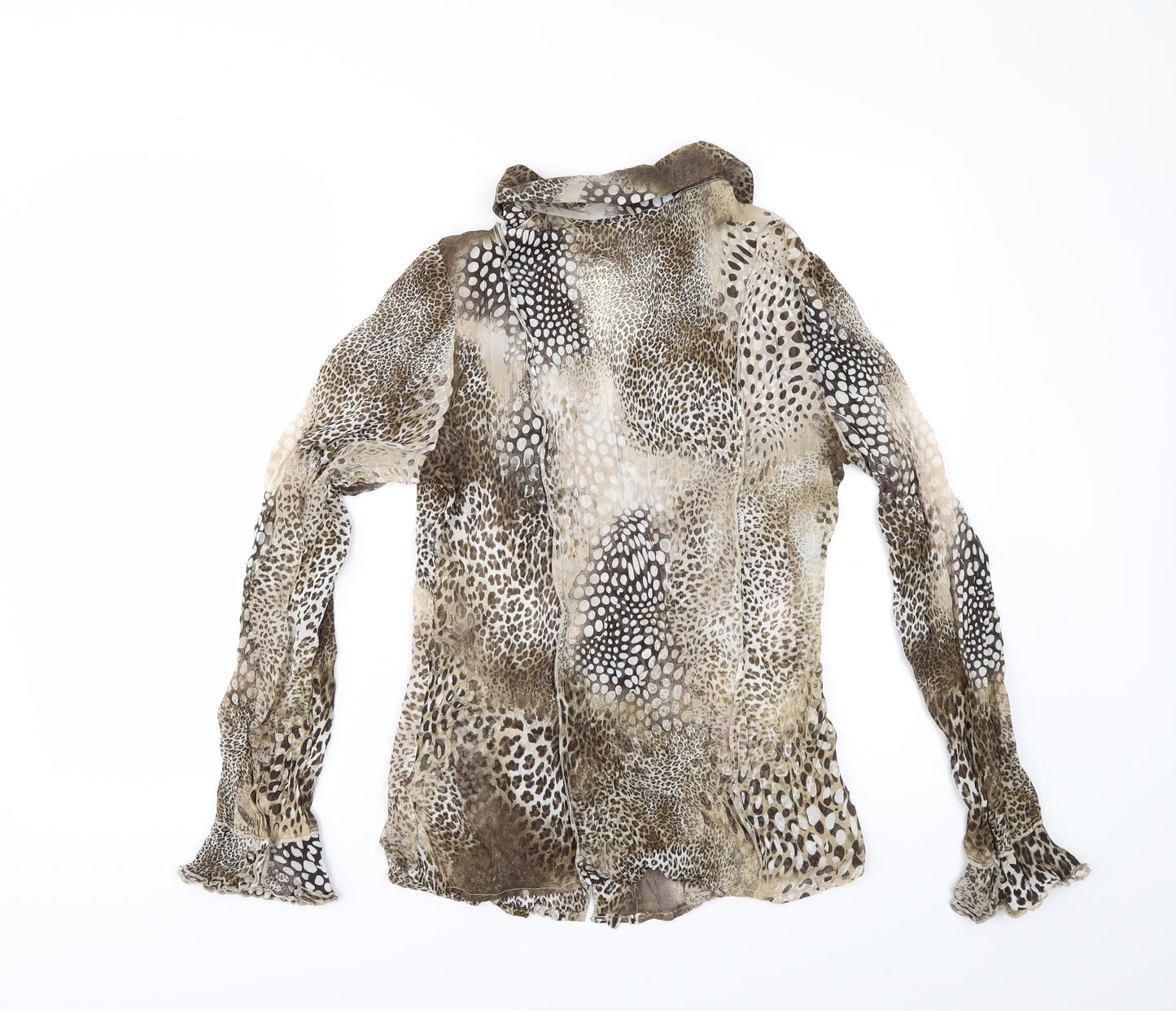 Per Una Womens Brown Animal Print Chiffon Tunic Button-Up Size 12