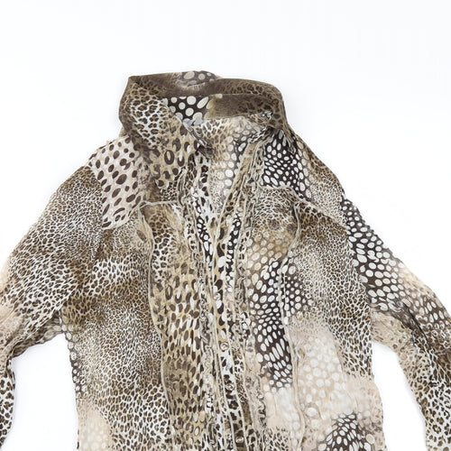 Per Una Womens Brown Animal Print Chiffon Tunic Button-Up Size 12