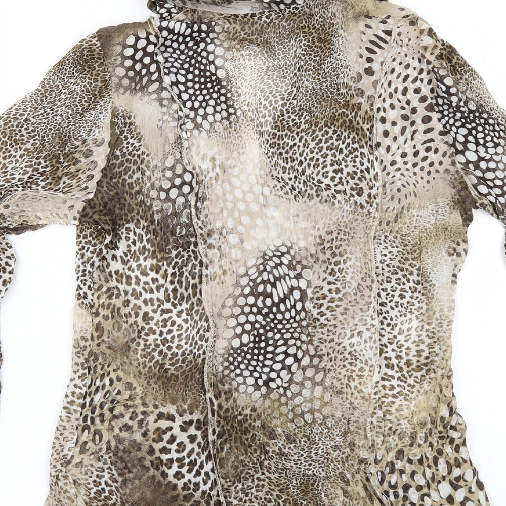 Per Una Womens Brown Animal Print Chiffon Tunic Button-Up Size 12