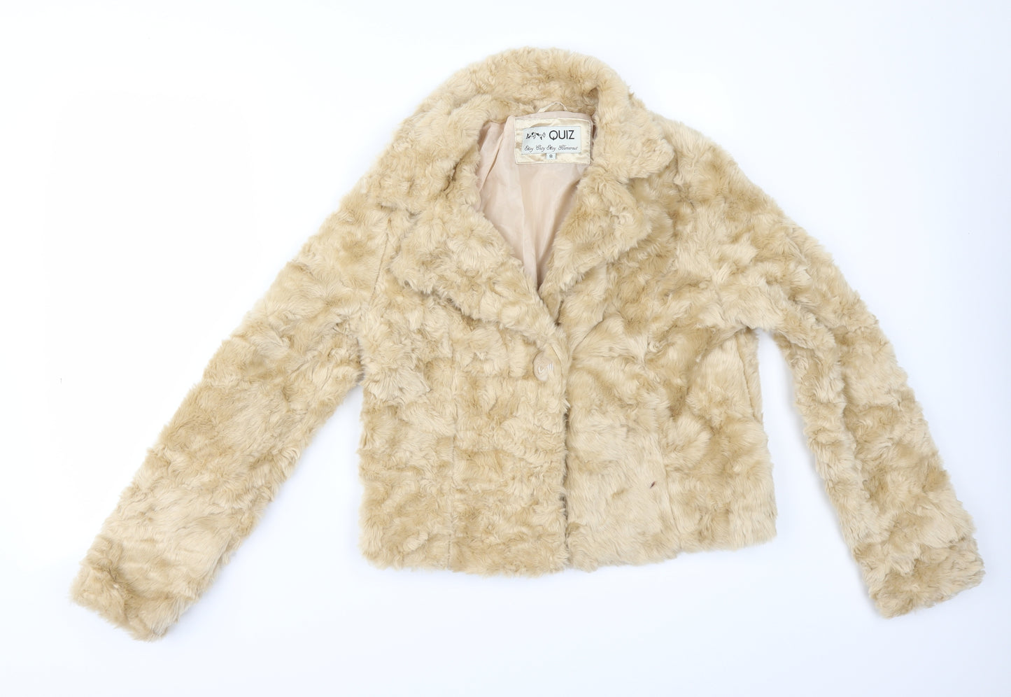 Quiz Womens Beige   Jacket  Size 8  - fur