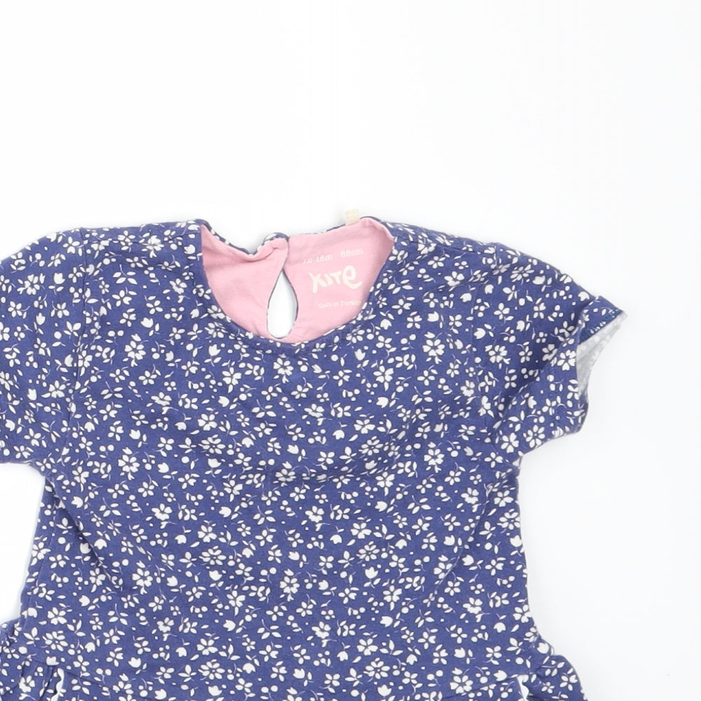 Kite Girls Blue Floral  A-Line  Size 12-18 Months