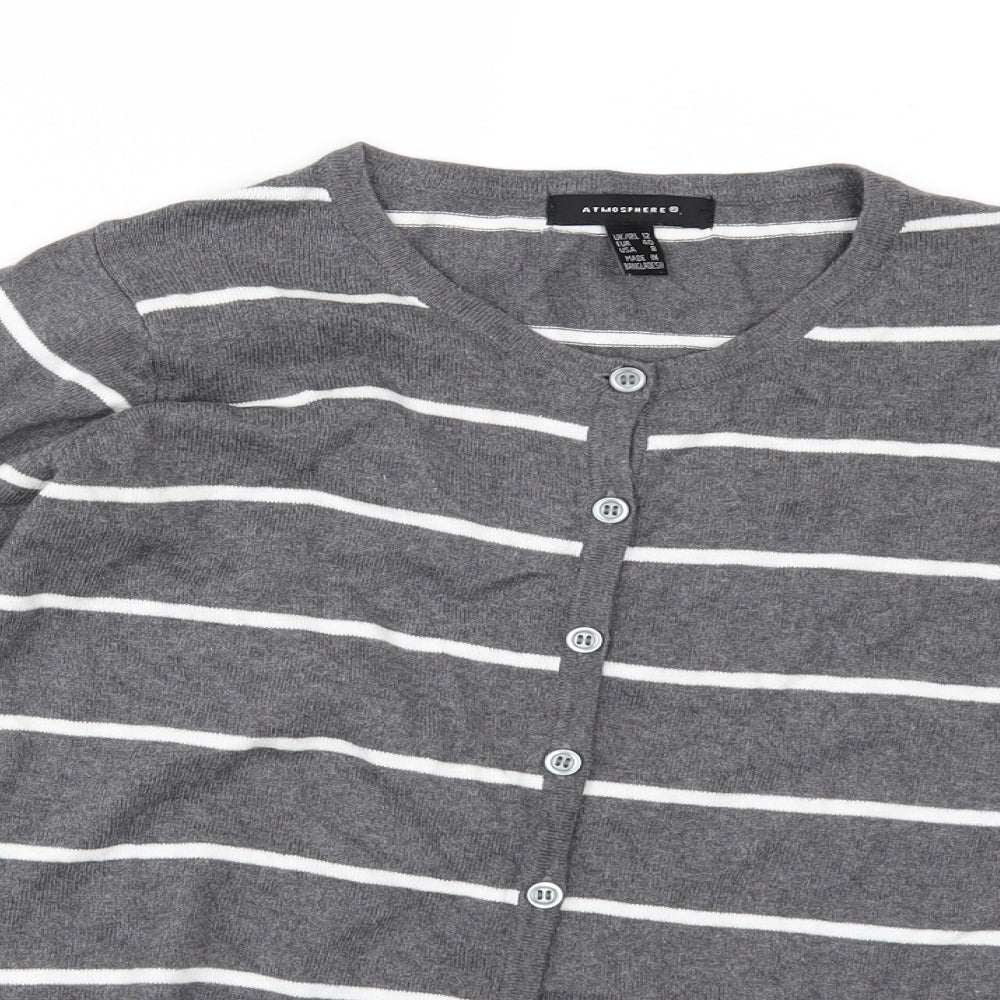 Primark Womens Black Striped  Cardigan Jumper Size 10