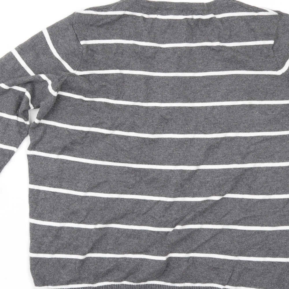 Primark Womens Black Striped  Cardigan Jumper Size 10