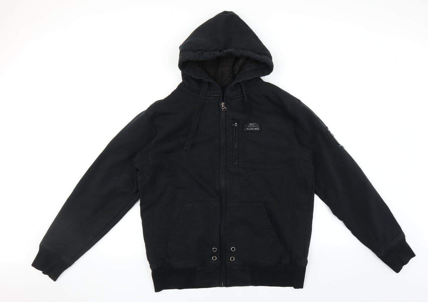 Hamnett Mens Black   Full Zip Hoodie Size L