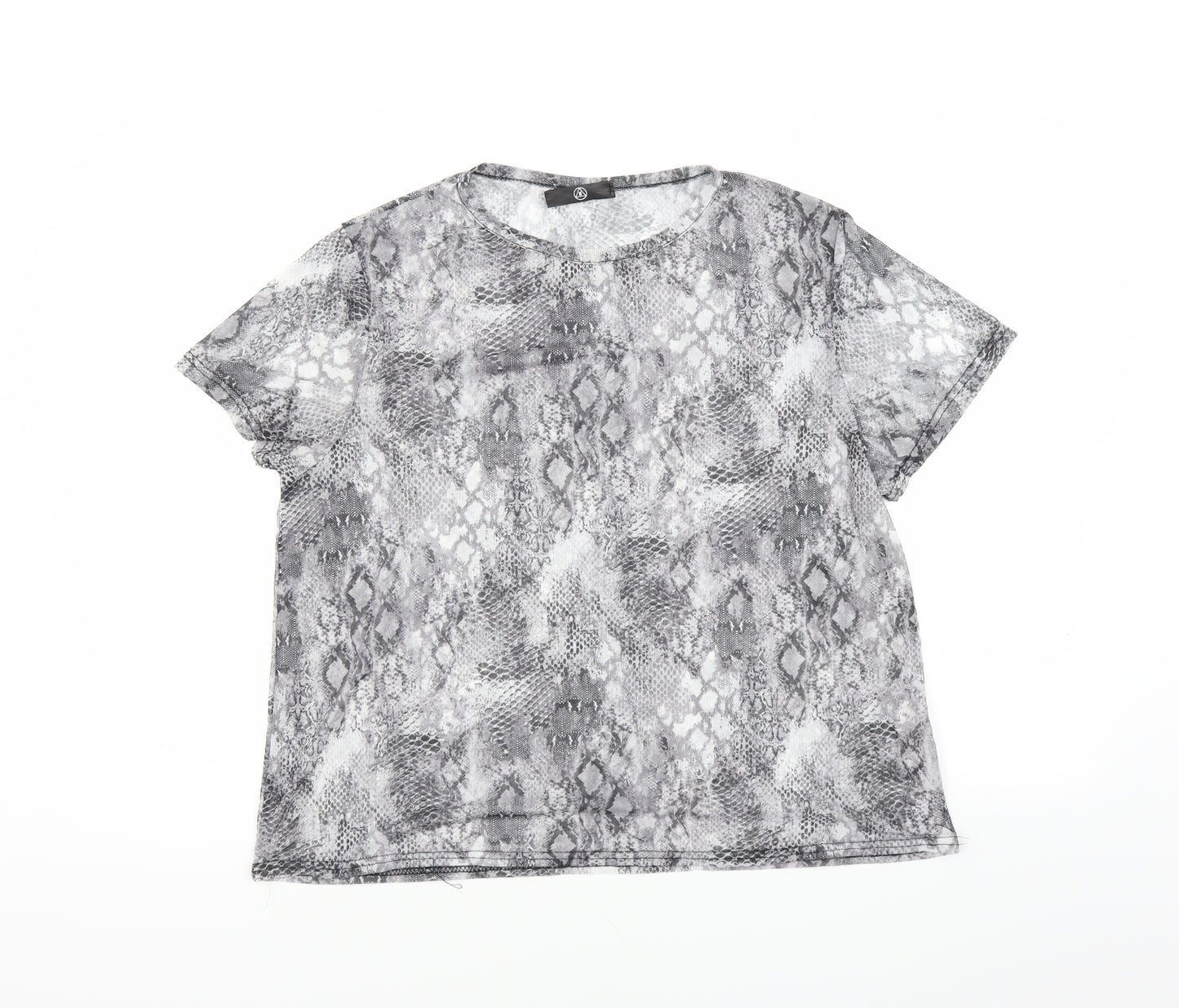 Missguided Womens Grey Animal Print  Basic T-Shirt Size 12
