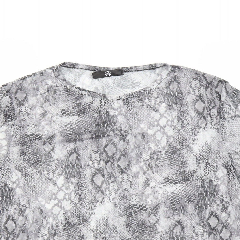 Missguided Womens Grey Animal Print  Basic T-Shirt Size 12