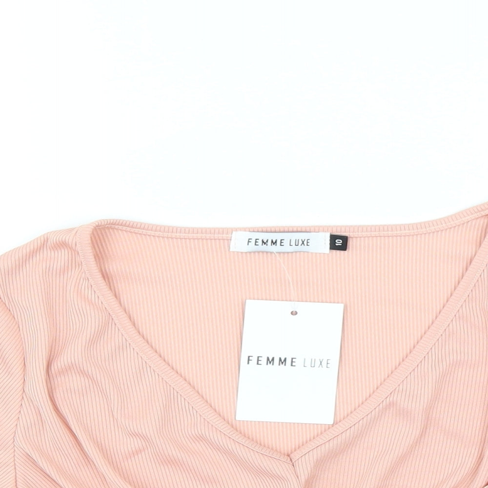 Femme Luxe Womens Pink   Cropped T-Shirt Size 10