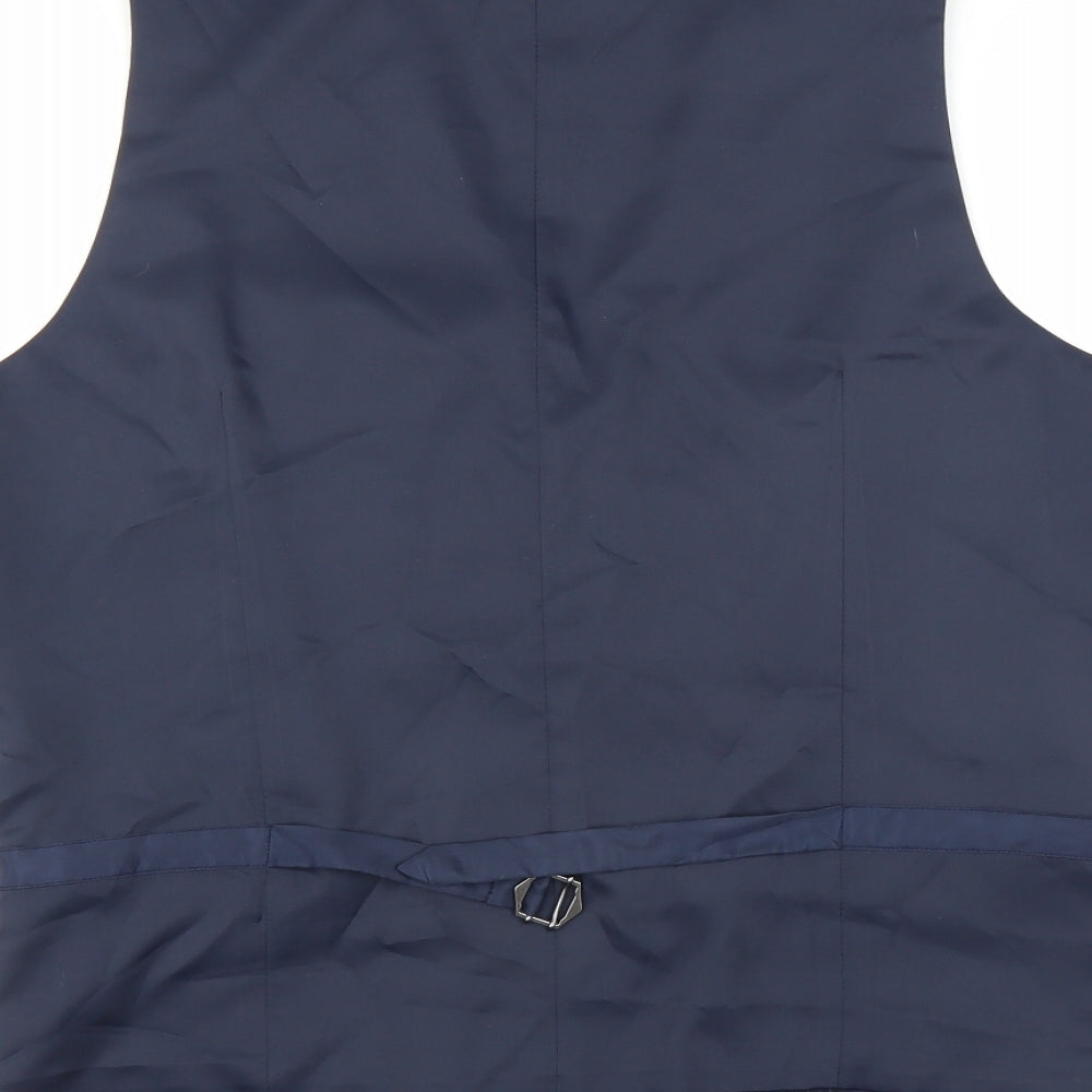 Marks and Spencer Mens Blue Check  Jacket Suit Waistcoat Size M