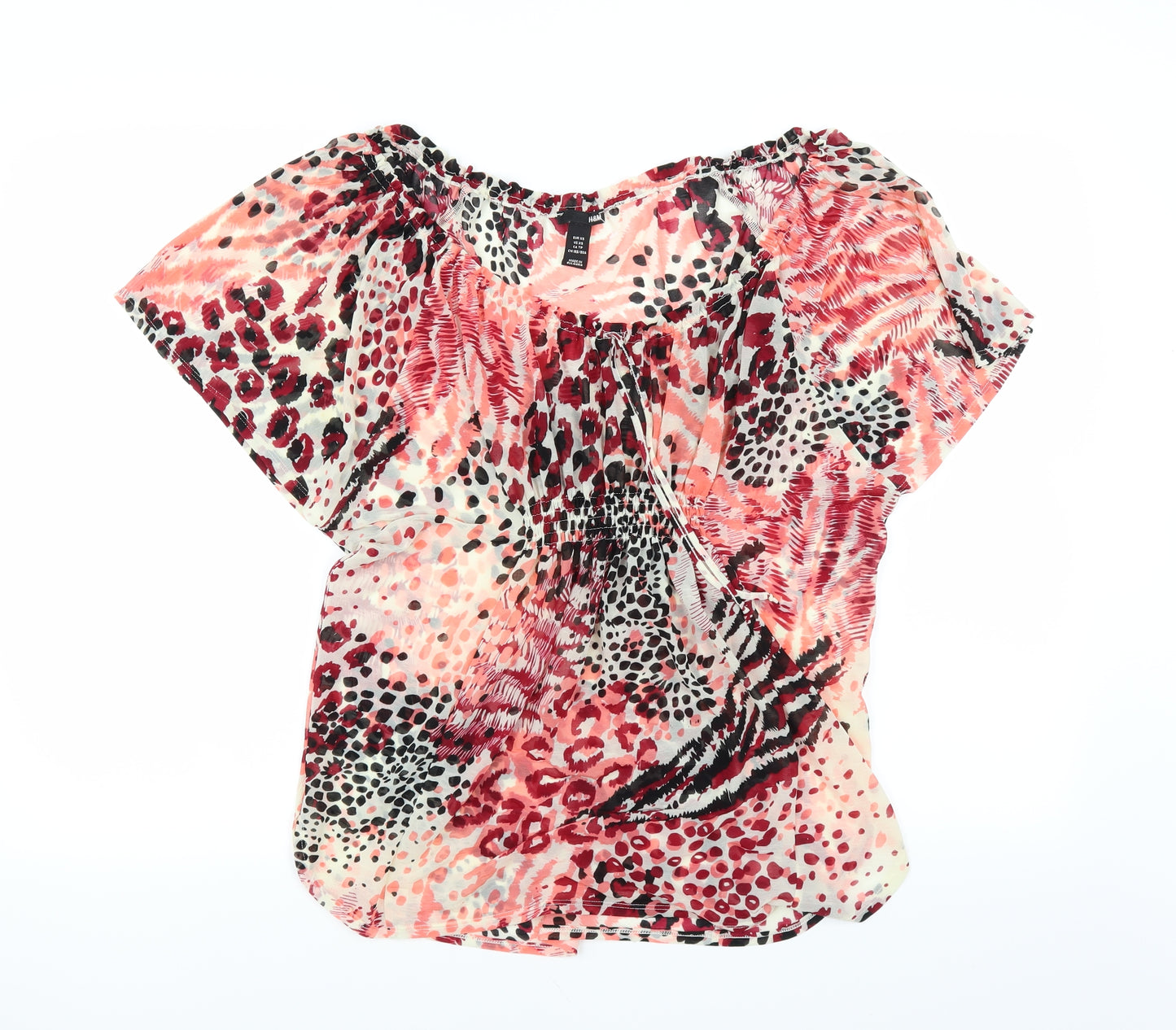 H&M Womens Red Geometric  Basic Blouse Size XS