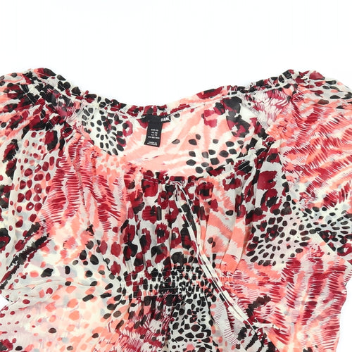 H&M Womens Red Geometric  Basic Blouse Size XS